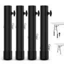 YUEYIN Table Leg Extenders for Folding Tables, 3-Level Height Adjustable Metal Table Risers (10in) for Straight/Bent Legs, Back Pain Relief & Posture Improvement, Black, 4-Pack