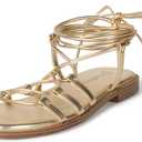 The Drop Women's Haven Lace Up Gladiator Sandal (5, Gold)
