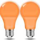 Orange Light Bulbs, 9Watts (60w Equivalent), E26 Base, for Halloween Christmas Party Bar Decor, 2-Pack