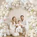 Amandir 173 Pcs Pearl White Balloon Arch Garland Kit, Double-Stuffed Pearl Ivory White Sand Clear Baptism Balloons for Wedding Bridal Shower Engagement First Communion Birthday Party Decorations