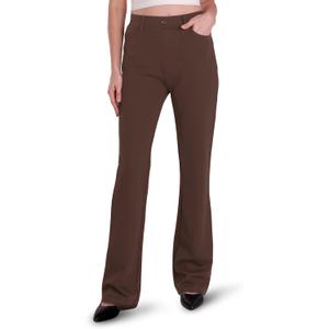 Houmous S-XXL 29'' 31'' 33'' 35'' Inseam Women's Bootcut Dress Pants Pockets Stretch Work Lounge Pant Office Casual (Large, Brown)