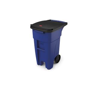 Rubbermaid Commercial Products BRUTE Rollout Heavy-Duty Wheeled Trash/Garbage Can, 32-Gallon, Blue, for Restaurants/Hospitals/Offices/Warehouses/Garage