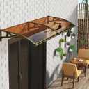 Window Door Awning Canopy UPF 50+, Aluminum Bracket Polycarbonate Board.Front Doors/Windows Overhang Awning for Sun Shutter, UV, Rain (Champagne, 40 Inch x 80 Inch) (40 Inch x 80 Inch, Champagne)