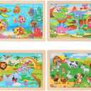3 x Wooden Puzzles for Kids Ages 4-6, 24 Piece Animal Dinosaur Marine Farm Jigsaw Puzzles 4 Packs, Preschool Toddlers Learning Activity Puzzles Toys for Boys Girls 3 4 5 6 Years Old, 24 pieces, 8.9 inches x 5.9 inches