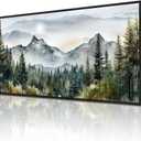 Wapluam Abstract Mountain Landscape Canvas Wall Art - Black Framed for Living Room, Bedroom - Large Modern Home Decor - Office Decoration Pictures Ready to Hang - 24x48 Artwork