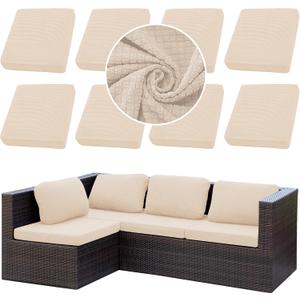 Outdoor Cushion Covers Set,8PCS Patio Furniture Couch Seat Slipcovers, Replacement for Sofa Sectional Chair(CoverOnly)