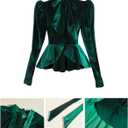 LTAKK Victorian Dress for Women Edwardian Costume Velvet 1800s Dresses Gigot Sleeve Blouses with Skirt, Green, Large