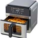 KINSING Air Fryer with Window Visible 8-in-1,Compact & Large 7.5-Qt,Up to 85% Less Oil,Roast, Bake, Dry, Reheat, Frozen, Broil,160-400℉ Even Results With Precise Temperature Control,Whole Metal Cover