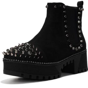 Cape Robbin Women's Spiky Platform Combat Boots (10, Black)
