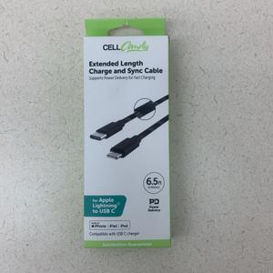 CellCandy Apple Quick Charge Cable to USB C Extended Length 6.5 Foot Black