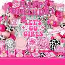 Cowgirl Birthday Party Decorations,275Pcs Disco Cowgirl Party Decorations with Cowgirl Balloon Arch,Lets Go Girls Backdrop,Tableware Banner Tablecloth for Western Cowgirl Last Rodeo Bachelorette Decor