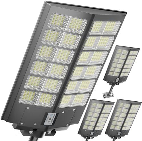 Ultra Bright Solar Street Light –9000W Solar Street Lights Outdoor with 300,000LM, IP66 Waterproof Dusk to Dawn with Remote Commercial & Industrial Floodlight for Parking Lots, Warehouses, Yard