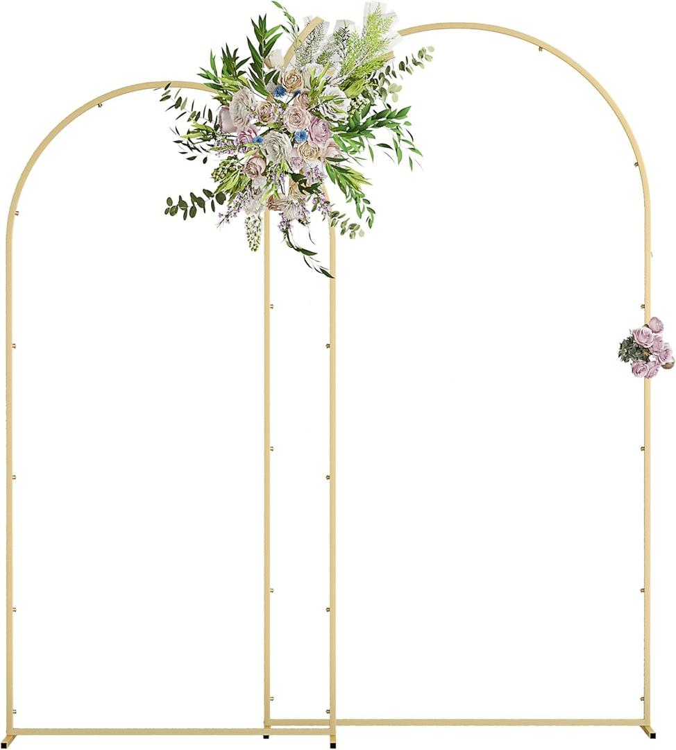 Metal Arch Backdrop Stand, Gold Wedding Arch Frame for Birthday Party Baby Shower Ceremony Decoration Graduation Ceremony Easy to Assemble 7.2FT & 6.6FT