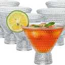 PTSTING Martini Glasses (Set of 6) Vintage Cocktail Glasses Bar Glasses (7.8oz) for Martini,Cocktail,Margarita,Cosmopolitan for Manhattan, Brandy (Transparent)