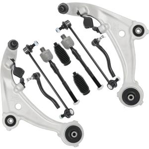 10pcs Front End Suspension Kit For 2007-2013 Nissan Altima, Lower Control Arms w/Ball Joints Inner & Outer, Tie Rods Boots Sway Bars Replacement K620195,K620196,K750094,K750095,ES800357