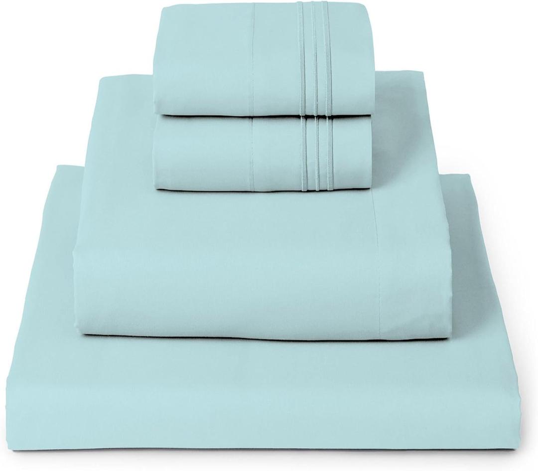 Mellanni Queen Sheets Set - 4 PC Iconic Collection Bedding - Hotel Luxury, Extra Soft, Cooling Bed Sheets - Wrinkle, Fade, Stain Resistant (Queen, Aqua)