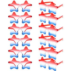 4th of July Star Glasses 12 Pairs Fourth of July Party Favors Red Blue White American Flag Sunglasses for Kids Women Independence Day Gifts Patriotic Sunglasses for Pool Party in USA Decorations