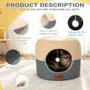 2 Pack 2-in-1 Cat Cave Bed, Cozy Covered Cat Beds for Indoor Cats | 15.7"D x 13"H, Cave To Bed In Seconds, Ideal For Cats That Love To Curl Up, Pet-Safe Materials, Machine Washable, Grey
