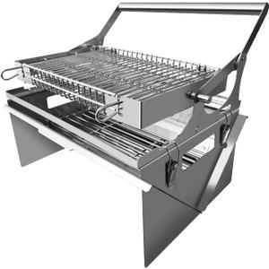 Portable 360Rotating Charcoal Grill with Flipping Basket - 304 Stainless Steel Smoker Grill for Camping, Tailgating, and Outdoor Adventures, Easy to Disassemble, Includes Free BBQ Bag New Upgrade