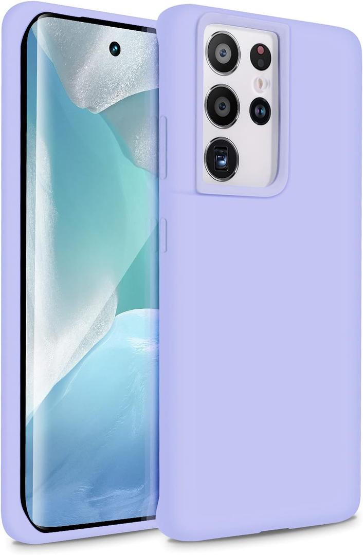 Liquid Silicone Case Compatible with Galaxy S21 Ultra 5G, Gel Rubber Full Body Protection Shockproof Cover for Galaxy S21 Ultra 5G 6.8 inch 2021 [Purple]