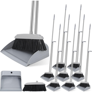 Tioncy 8 Set 16 Pcs Broom and Dustpan Set for Indoor Outdoor Floor Cleaning
53 Inch Broom with Dustpan Combo Set Bulk with Long Handle Upright Stand up for Office Home Kitchen Lobby Floor Cleaning