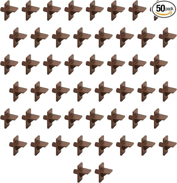 Prime-Line MP9001 Shelf Support Pegs, 1/2" x 1" x 1/4", Light Brown | Plastic, 50 Pack