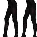 90D Soft Opaque Pantyhose 2 Pack, High-Waist, Full Coverage, Ultra Soft & Durable Pantyhose, Black Tights for Women - Size M (M)