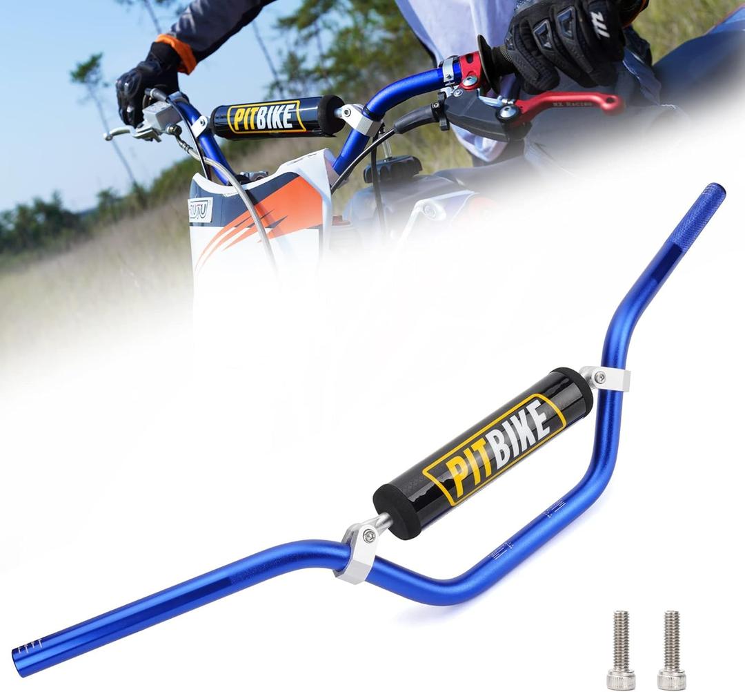 Universal 7/8" 22mm Dirt Pit Bike Handlebars with Crossbar, Foam Pad-Blue
