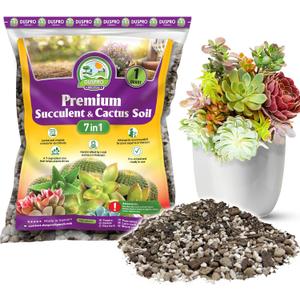 DUSPRO Succulents Soil Potting Mix  7 in 1 Ingredients Well-Draining, Nutrient-Rich Cactus Potting Soil for Succulents and Cacti, Indoor & Outdoor Use, Ready to Use, Supports Healthy Root Growth, 1QT