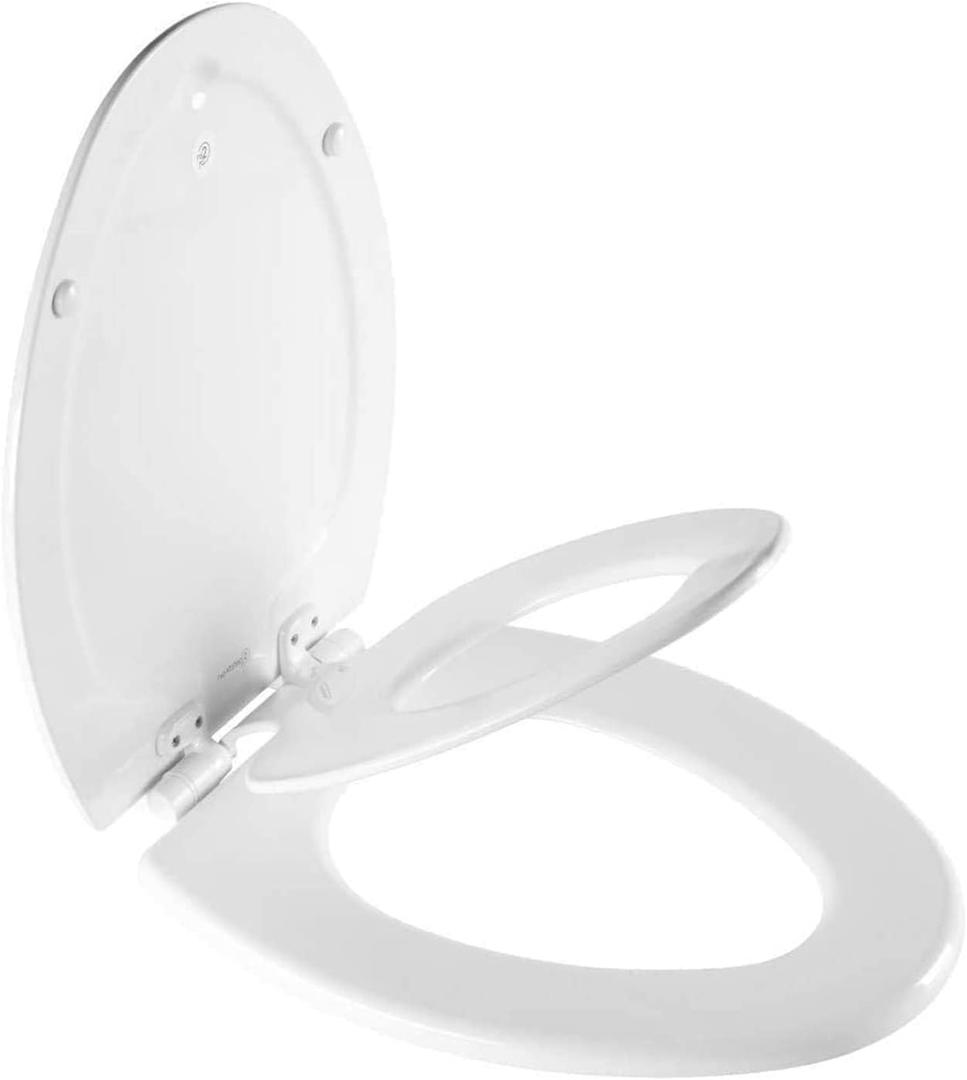Mayfair NextStep2 Toilet Seat with Toddler Potty Training Seat Built-In, Slow Close, Easy Clean, Magnetic Removable Kids Seat, ELONGATED, White (Elongated (1-Pack), White)