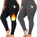 Yeug Women's Plus Size Fleece Lined Leggings with Pockets-1X-4X High Waist Tummy Control Workout Yoga Pants 4XL