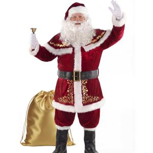 Opemon Adult Deluxe Velvet Santa Claus Costume 12pcs Set Santa Claus Suit Outfit for Men in Christmas Holiday XL