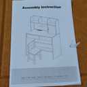 Wooden Pink Kids Study Desk and Chair Set with Light, Charging Station and 2 Drawers, Children Desk with 3 Open Hutch and Shelves, Girls Study Desk for Kids Bedroom-001