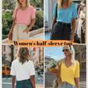 Oakgarden 4 Pack Women's Half Sleeve Shirts V Neck Tops Elbow Length Loose Fit Straight Hem T Shirts Casual Summer Tees (XL)