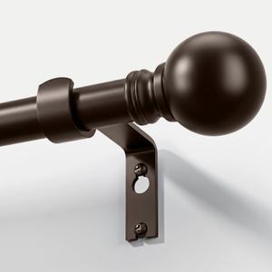 Modern Brown Curtain Rods for Windows 48 to 84 Inches Adjustable Length Heavy Duty 1" Diameter Window Curtain Rod with Round Decorative Finials for Bedroom Living Room Kitchen Farmhouse