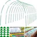 60Pcs Greenhouse Hoops Grow Tunnel Wide, 8FT Rust-Free Fiberglass Support Garden Hoops Kit for Raised Beds Plant Cloth Row Cover Netting-DIY Plant Support Garden Hoop for Netting-40Pcs Clips