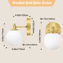 Frosted Wall Sconce Set of Two,Mid Century Brass Bathroom Sconce,Modern Gold Vanity Light,Brushed Gold Sconce Lighting