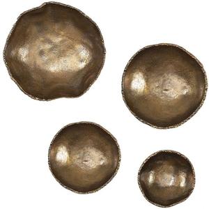Uttermost U04299 Lucky Coins Metal Wall Decor, S/4, 2.5" D x 11" W x 11" H, Vintage Brass