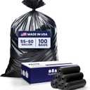 Plasticplace 55-60 Gallon Trash Bags, Heavy Duty, Black Garbage Can Liners, Puncture-Resistant Star Seal, 38" x 58", 100 Count for Warehouse, Kitchen, and Outdoor Use 1.5 Mil