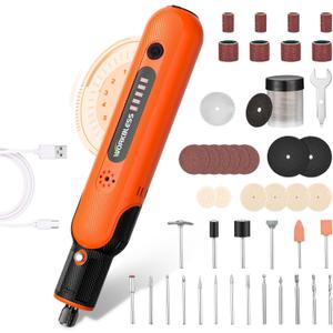 Cordless Rotary Tool: 8V Rotary Tool Kit 103pcs Accessories - Electric Mini Power Rotary Tool for Polishing, Grinding, Cutting, Engraving, 5-Speed, Max 25000RPM, USB-C Charging (Orange)