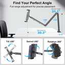 iPad Holder for Desk, Adjustable Tablet Arm iPad Desk Mount with C-Clamp, 30" Foldable Long Arm & 360 Rotation, Fits 4.7"15.6" i Pad Pro/Air/Mini, Phones & 15.6" Portable Monitors for Desk/Bed Use