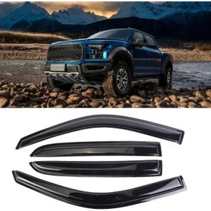 Window Visor Tape-on Side for 2009-2014 Ford F-150 SuperCrew, Window Deflectors for Trucks Rain Guards, Window Visors for Cars, Vent Deflector, 4 pcs 94155