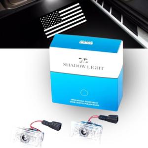3D SHADOW LIGHT Accessories for Tesla Interior Car Door Lights LED Logo Projector, Ultra-Bright American Flag Design (Black and White), Model 3 Y X S Compatible