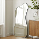 POZINO Irregular Mirror, Asymmetrical Wall Mirror, 47.2"x22" Frameless Abstract Mirrors for Wall, Modern Unique Shape Mirrors for Living Room Bathroom Bedroom Entryway Hallway