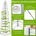 3 Pack 53.6" Spiral Plant Support Stakes, Adjustable Metal Pea Trellis for Climbing Plants, Garden Support Rings with 9 Extension Rods & 9 Ground Stakes for Potted Plants, Vegetables, Flowers,Peas