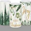 Retisee 3 Pcs Green Christmas Flameless Candles Pine Christmas Battery Operated LED Candles with Remote Green Xmas Decorations Centerpiece for Holiday Bedroom Living Room Xmas Home Decor