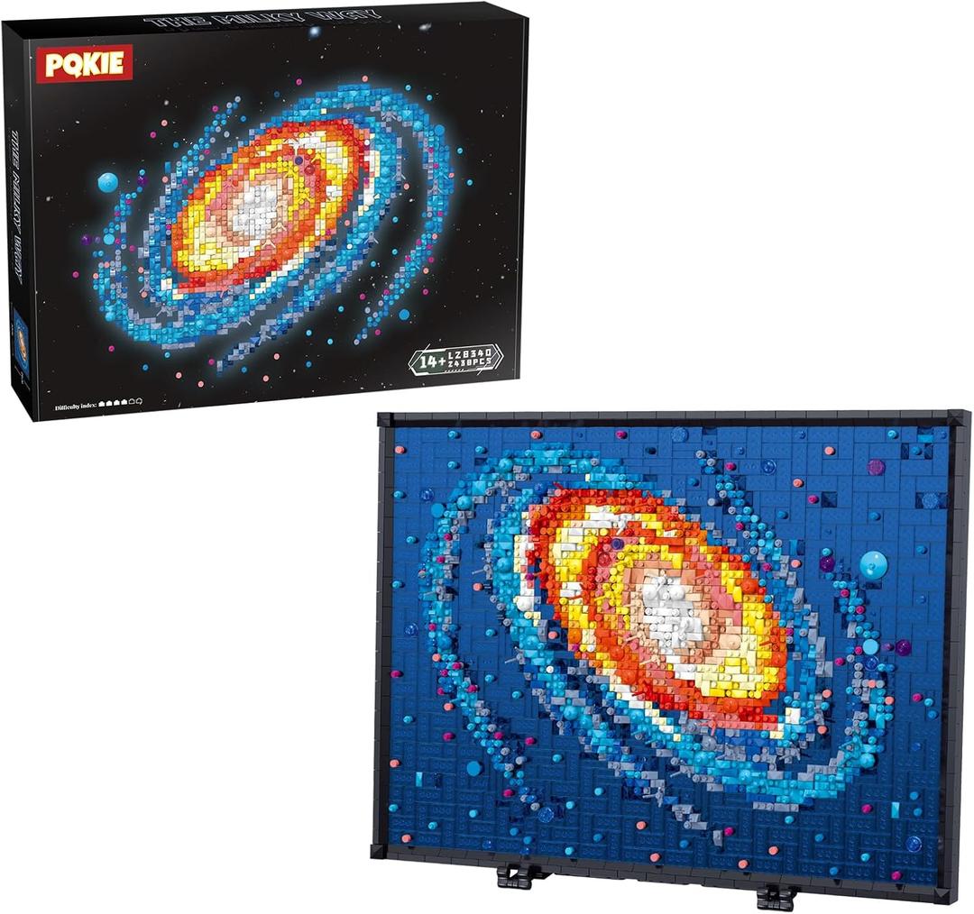 PQKIE The Milky Way Galaxy Micro Mini Building Set for Adults, 2438Pcs 3D Wall Art Building Toy for Home Office Decor, DIY Space Decor Kits with Display Stand,Creative Birthday Gift Toy for Kids Teens