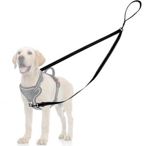 Two Point Control Dog Leash, Reflective Double Leash for No Pull Harness with Soft Handle No Tangle 4ft Dog Leashes Converts to Single Training Leashes for Medium Large Dogs (Black)