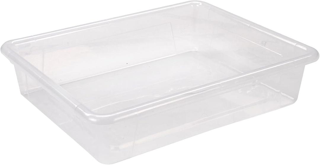 Storex Flat Storage Tray, Letter Size, 10 x 13 x 3 Inches, Unbreakable Clear, 5-Pack