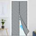 Magnetic Thermal Insulated Door Curtain, Fits Door Size 38" x 82", Thicker Fabric Cloth Filled with Cotton, Soundproof Weatherproof Cover Screen Mesh for Sliding Glass/Front Doors (Gray, 38'' x 82'')